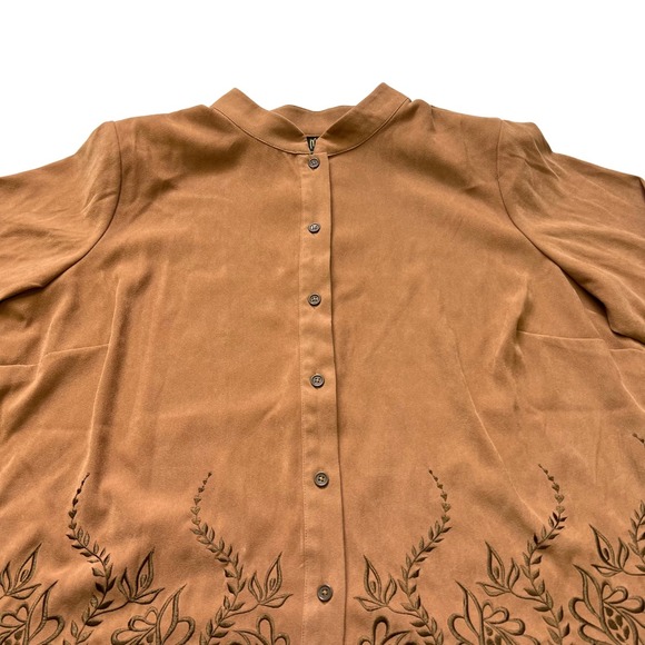 Bob Mackie Wearable Art Jacket Brown Embroidered Button Front 1X - Picture 2 of 12